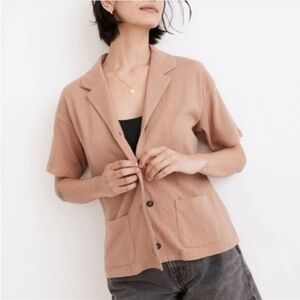 Madewell Lightspun Tan Knit Top Camp Shirt Size M
